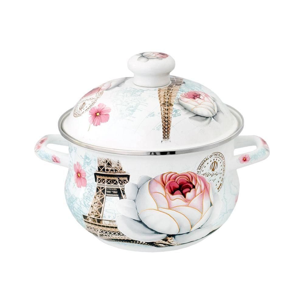 Caçarola Esmaltada Vintage 3,6l à Indução Com Tampa Paris