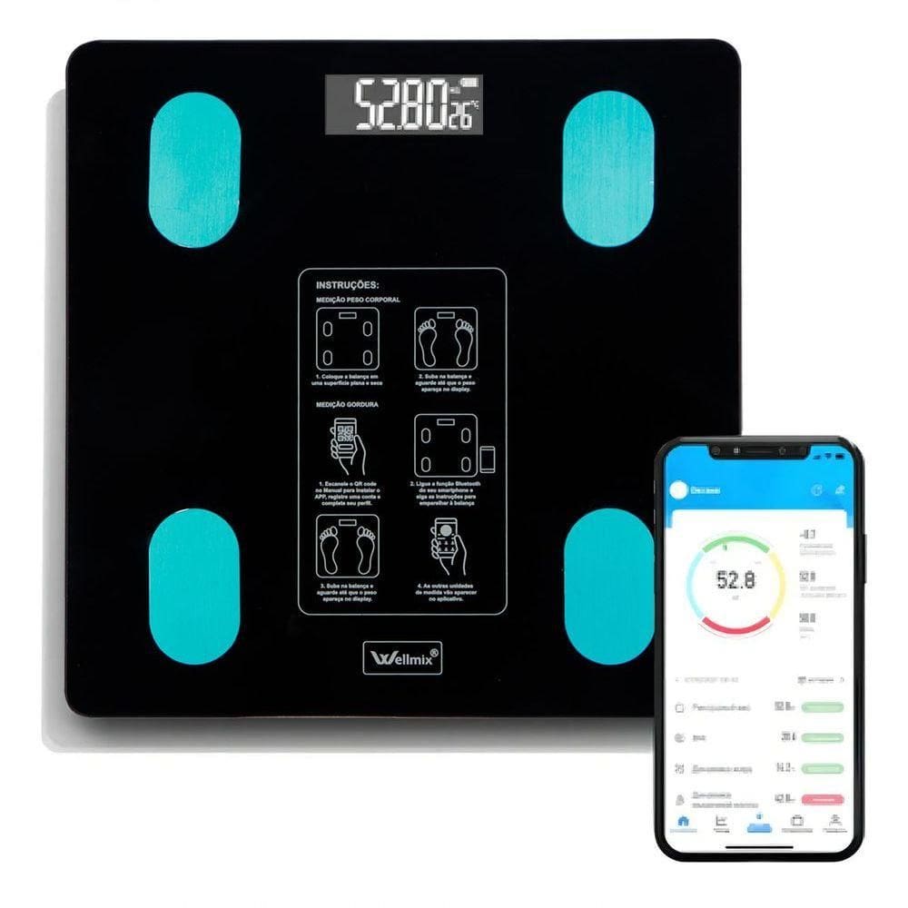 Balança Digital Bioimpedância 180kgs Aplicativo Bluetooth