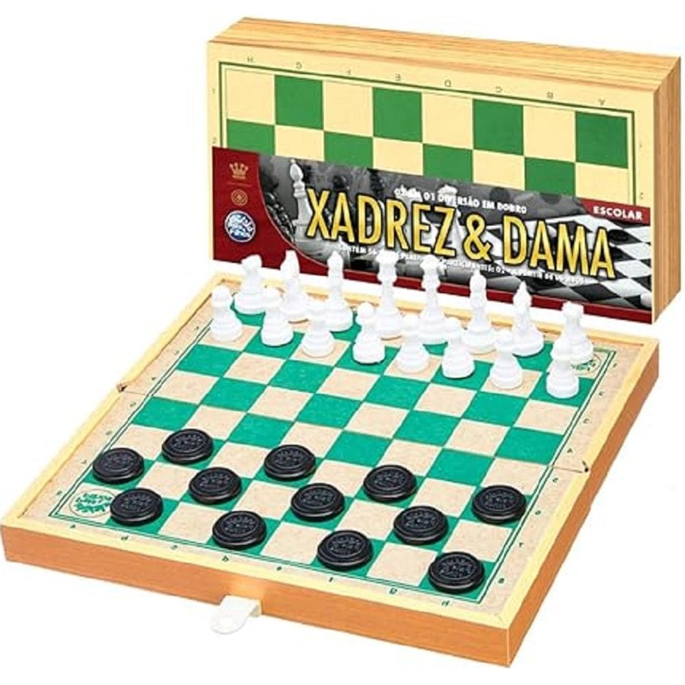 Jogo de Xadrez e Dama Escolar - Pais & Filhos
