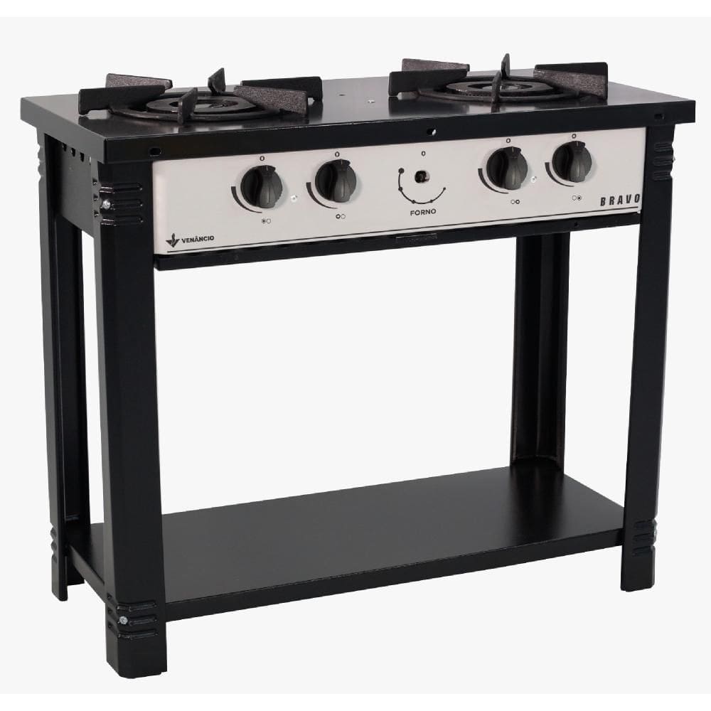 Fogão Profissional 2 Bocas Venâncio Linha Bravo Grafite com Espera para Forno