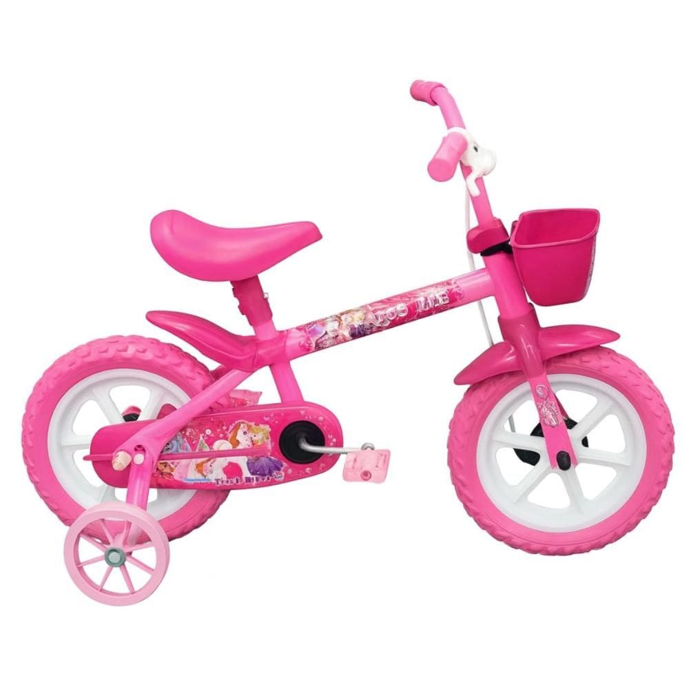 Bicicleta Infantil Track Arco Íris P Rosa Aro 12 com Cestinha e Rodinhas