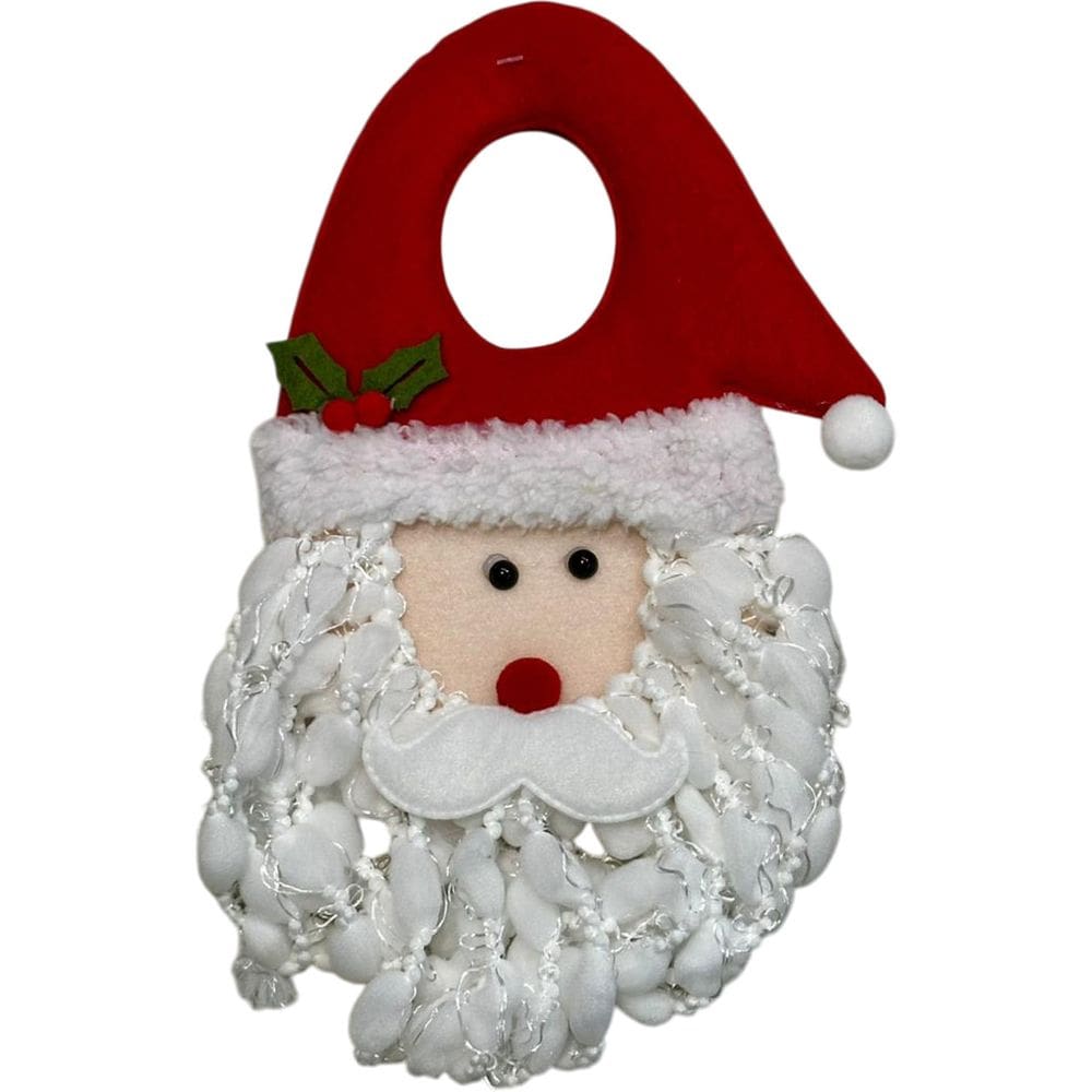 Enfeite Natalino Papai Noel de Maçaneta 28cm Decoração Porta Natal