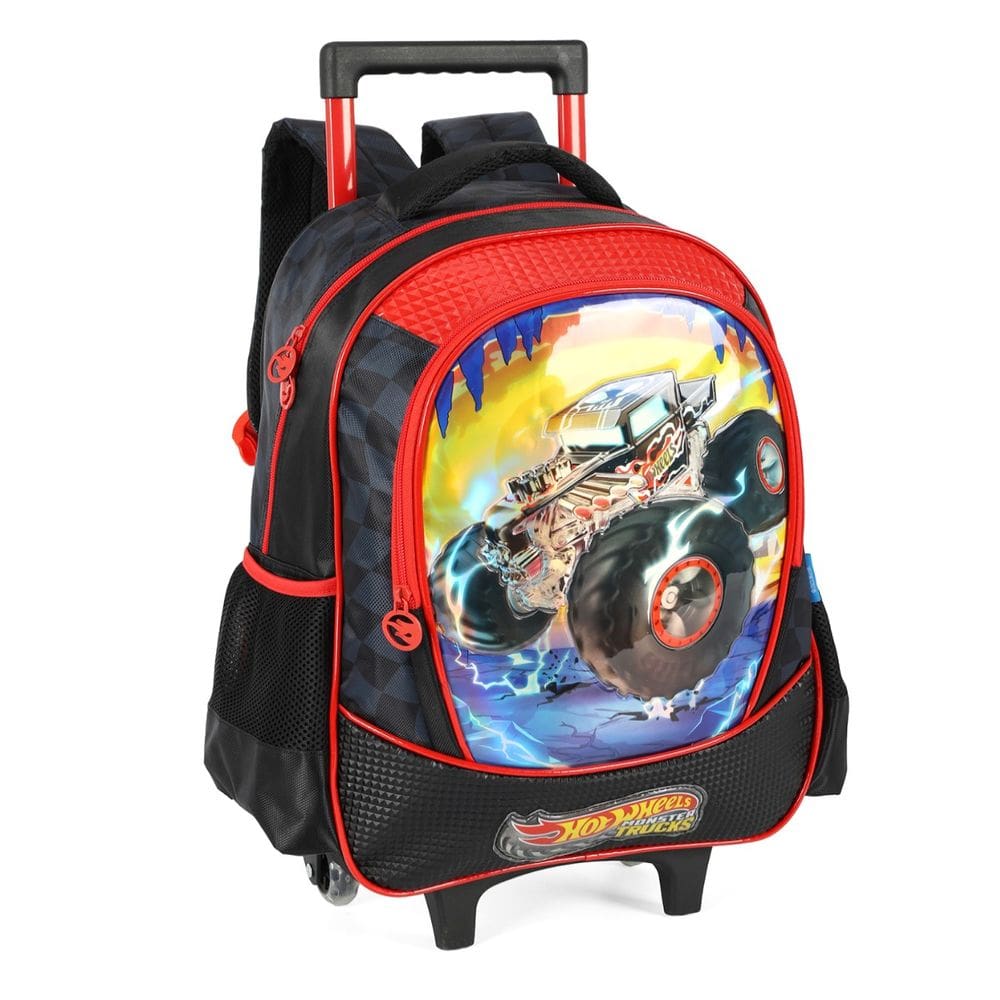Mochila Rodinha Escolar Infantil Menino Hot Wheels Preto