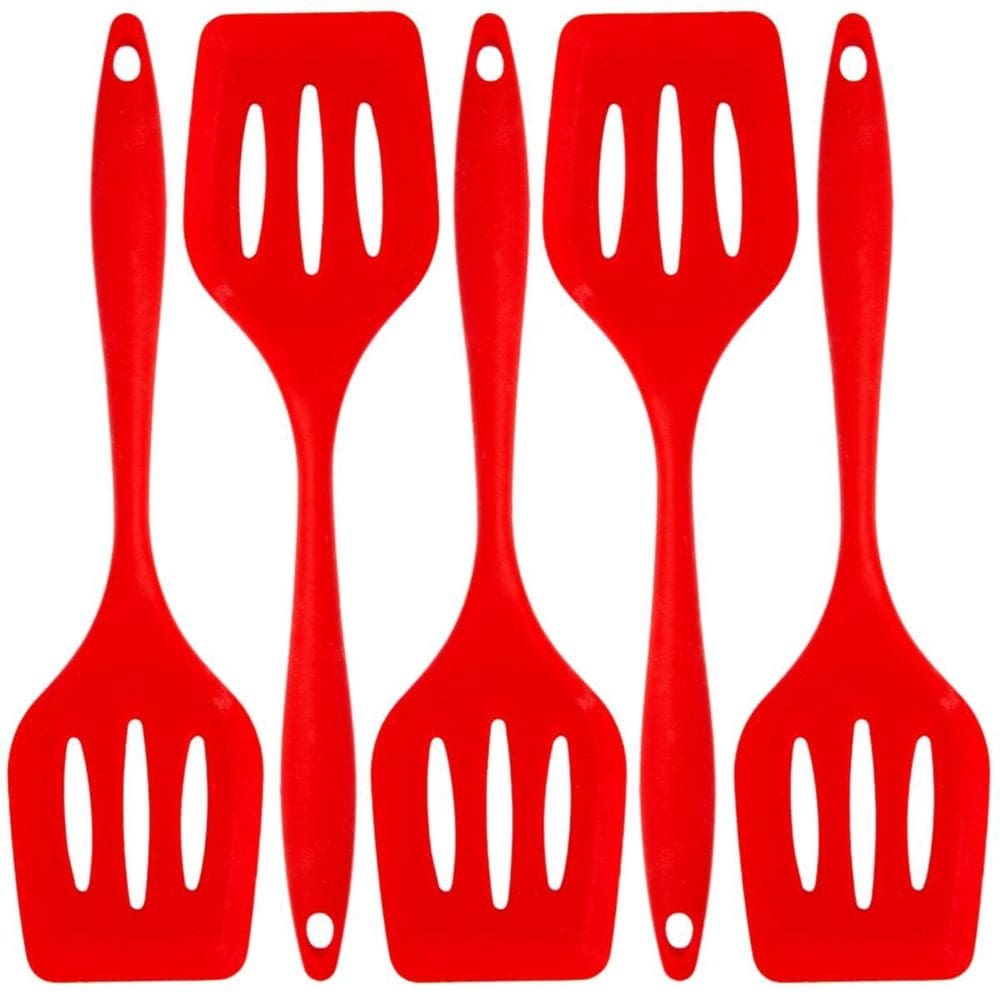 Espatula De Silicone Vazada Vermelha Grande Kit 05 Un