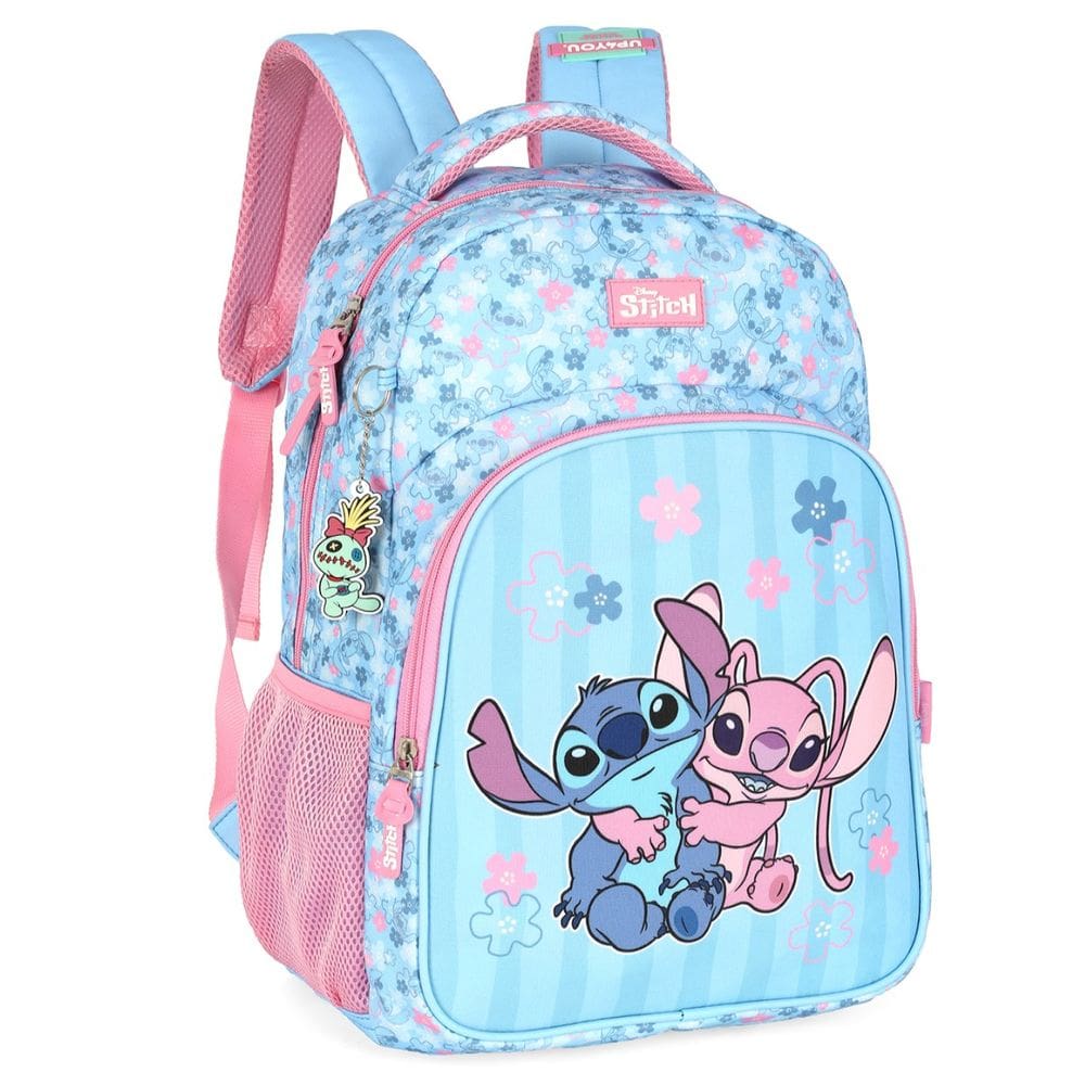 Mochila De Costa Escola Stitch Disney Rosa Luxcel Lançamento