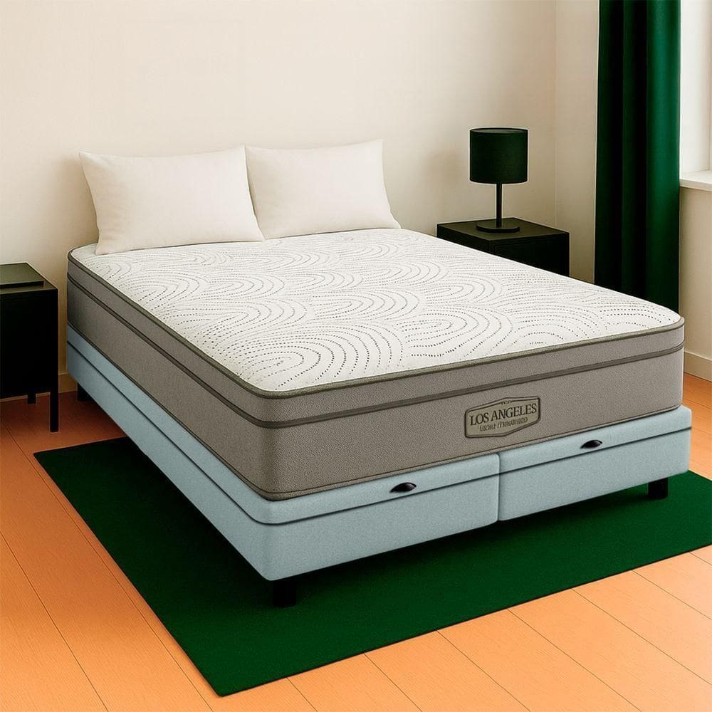 Cama Box Baú King Branco E Colchão Los Angeles Molas Vstore