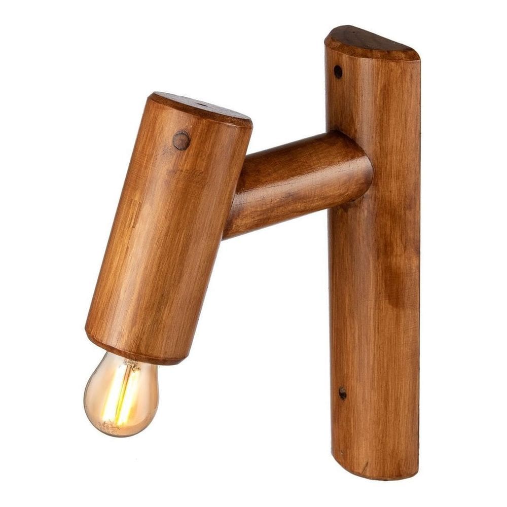 Kit 5 Luminárias De Madeira Rústica Marrom 110V/220V  Bivolt