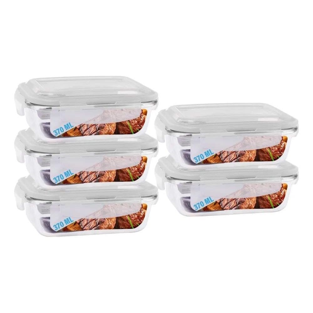 3X Conjunto 5 Potes Vidro Hermético Univendas Mantimentos Ma