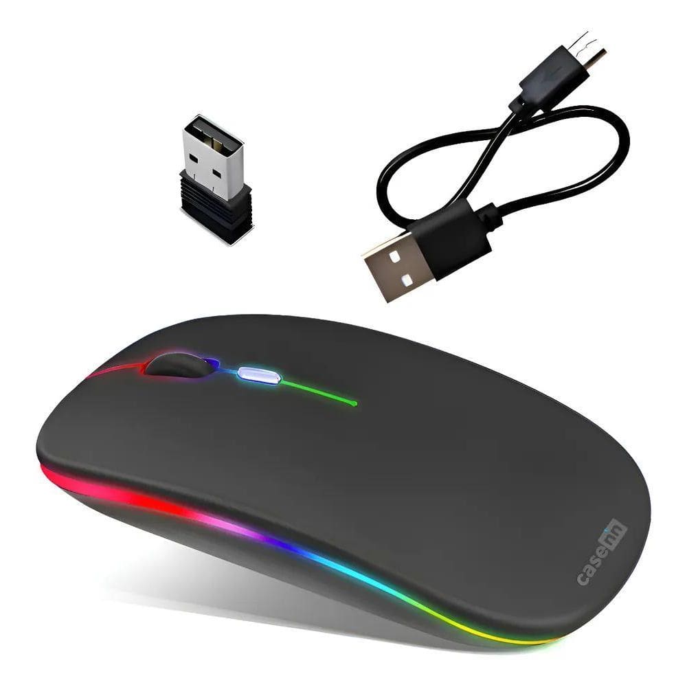 Mouse Sem Fio Recarregável Wireless Led Rgb 2.4Ghz Bluetooth