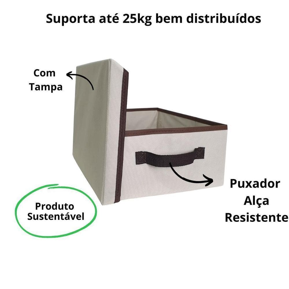 Caixa Organizadora Em Tecido De 28X15X38Cm Com Alça E Tampa