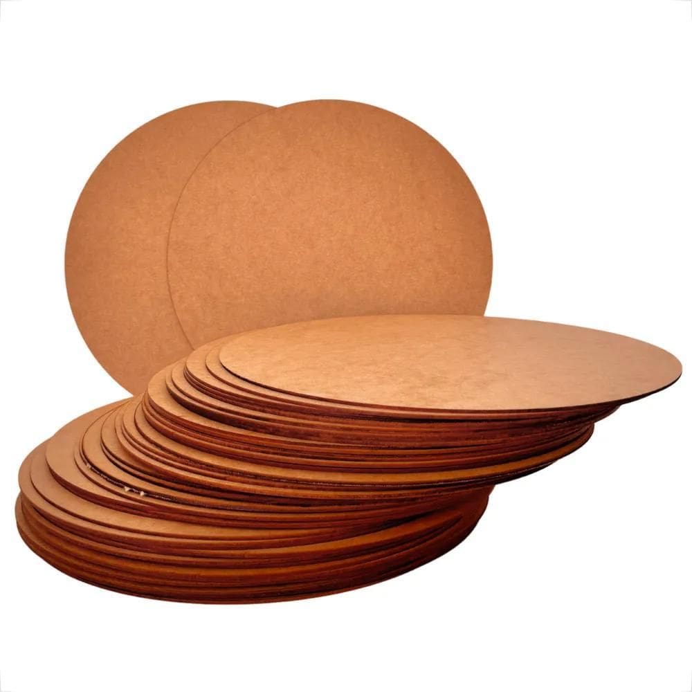 Kit Sousplat Com 50 Bolachas 35X35 Mdf Cru Circulo Base Mesa