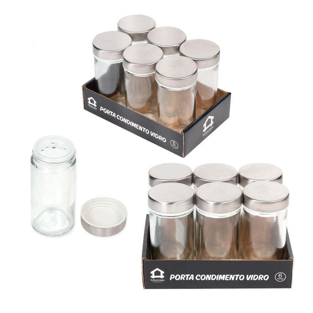 Kit 6 Porta Tempero S Condimentos Potes Inox