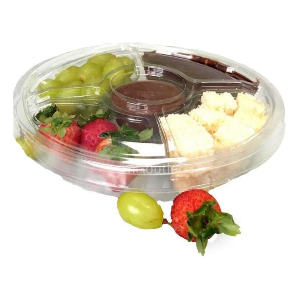 10X Bandeja Petisqueira 4 Divisórias Com Tampa G540 10 Uni