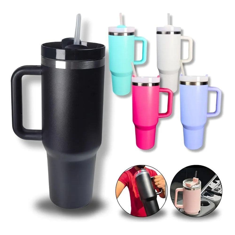 Copo Termico 1200Ml Caneca Com Tampa E Canudo Grande Gigante