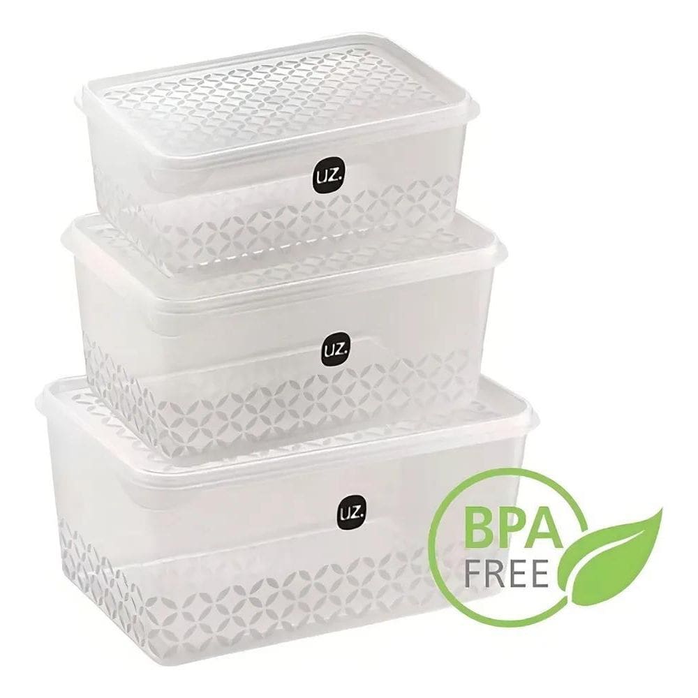 Jogo De Potes 3 Peças Uz Multiuso 3L, 2L E 1 Litros Bpa Free