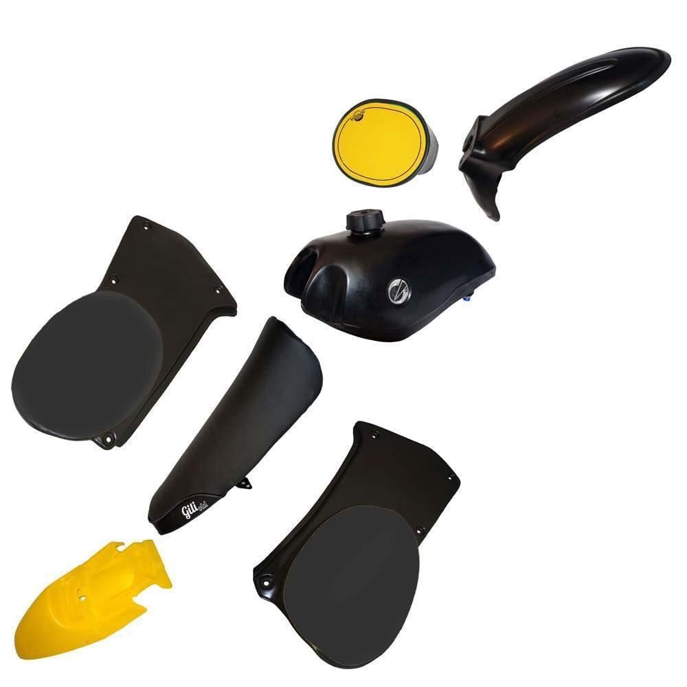 Kit Plástico Retrô Moto Crf, Xl, Xlx, Dt, Xr, Xlr Pto+Amarel