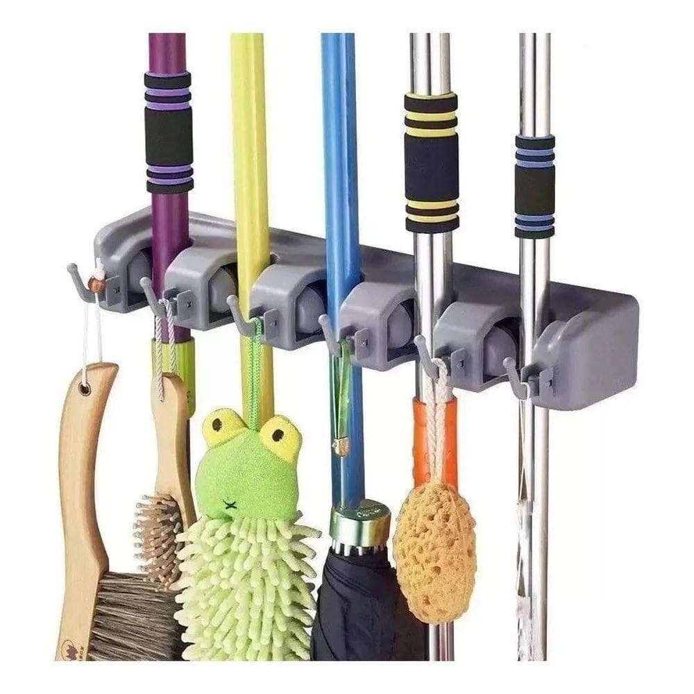 10X Suporte Organizador De Vassoura Rodo Espanador Com 5 Lu