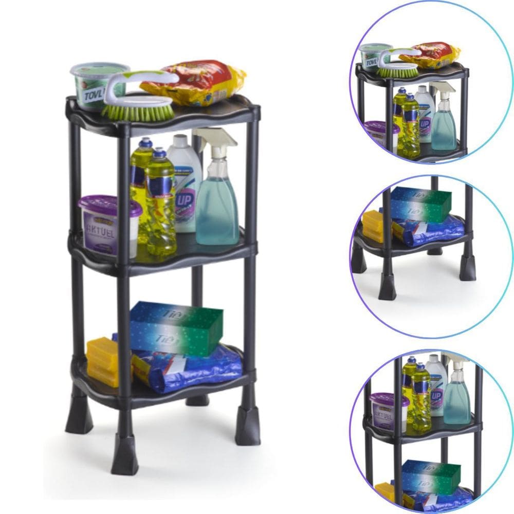 Prateleira Multiuso Retangular Organizador 3 Div Cor Preto