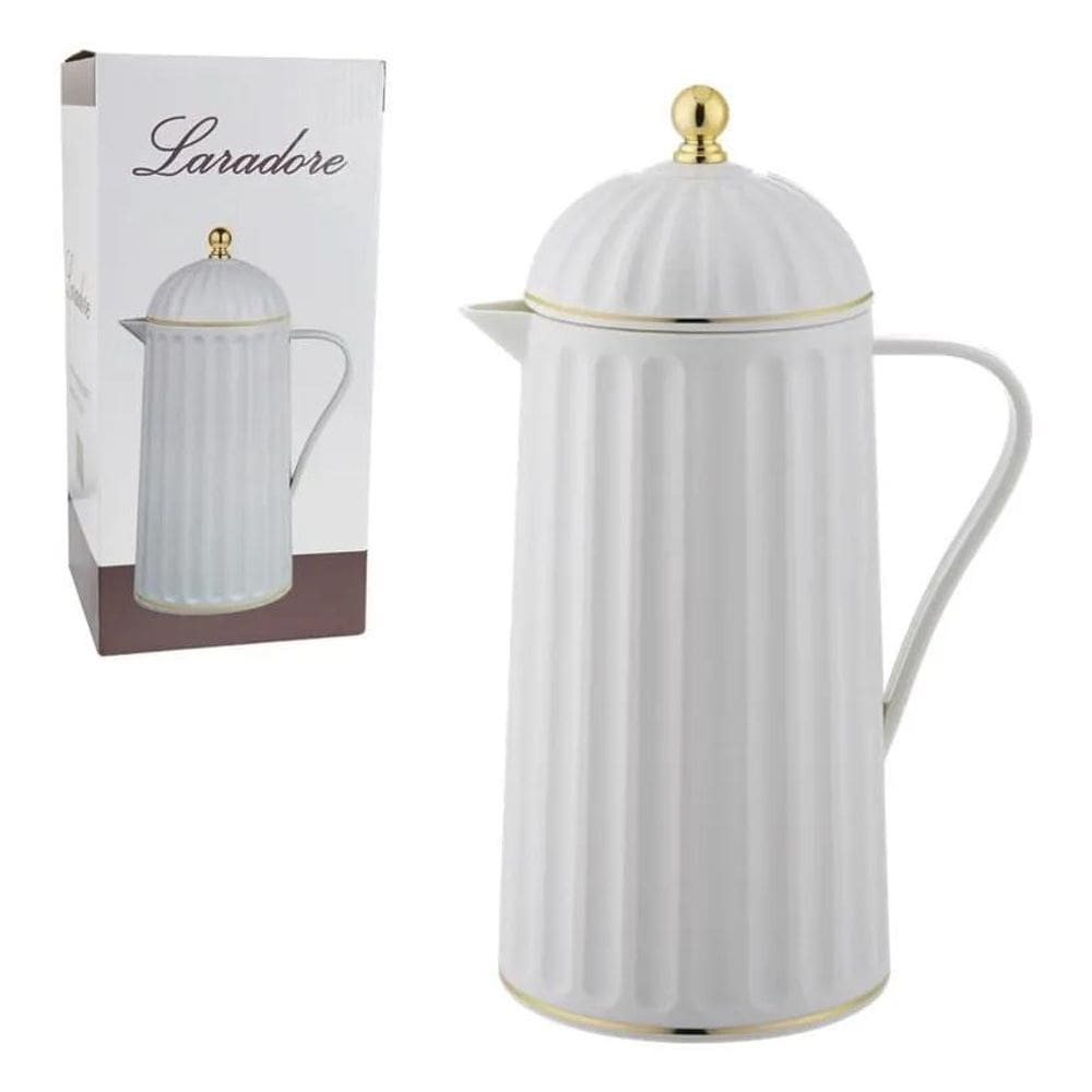 3X Garrafa Térmica De Café Laradore Roma - Branca E Dourada