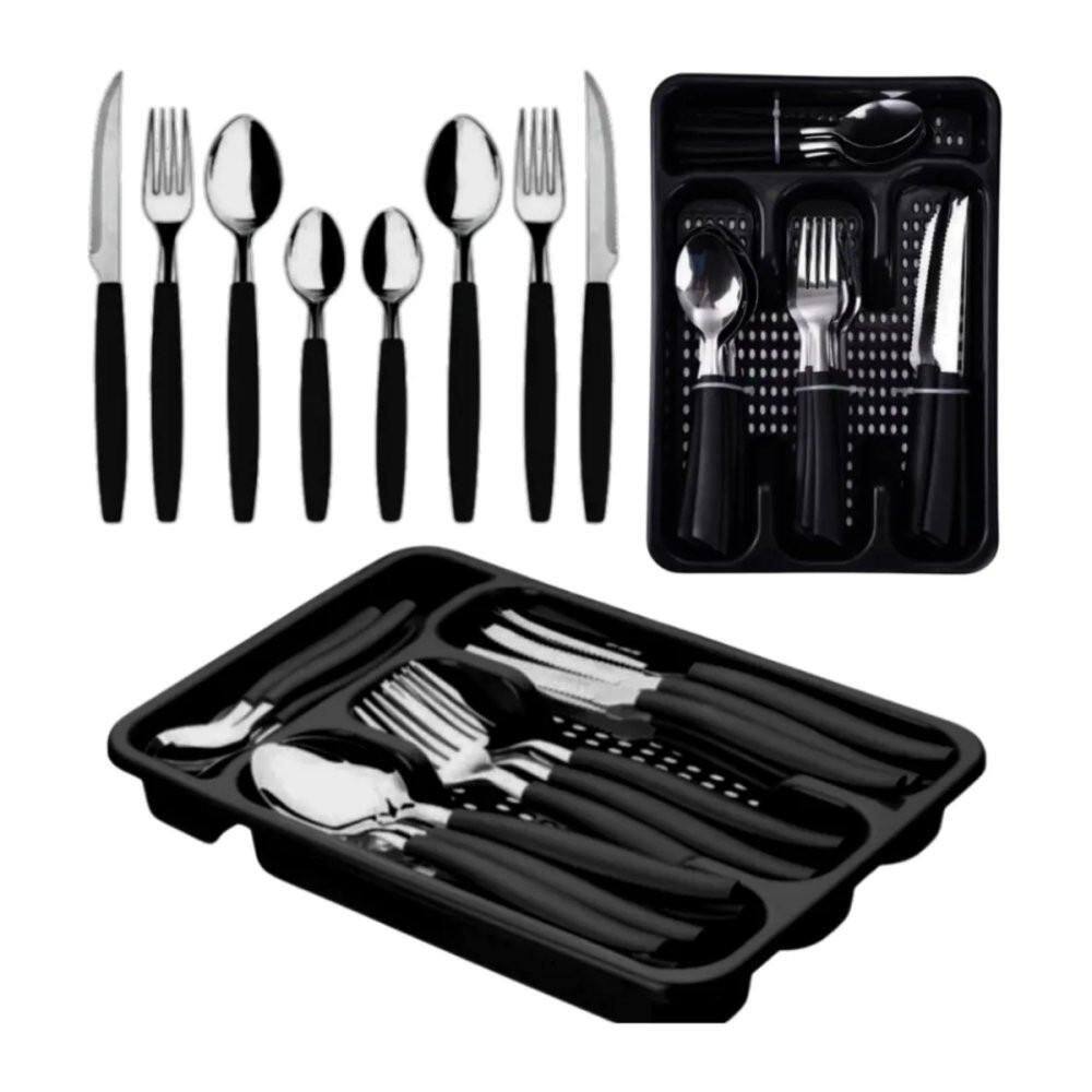 Jogo De Faqueiro Inox Com Gaveteiro 25 Peças -