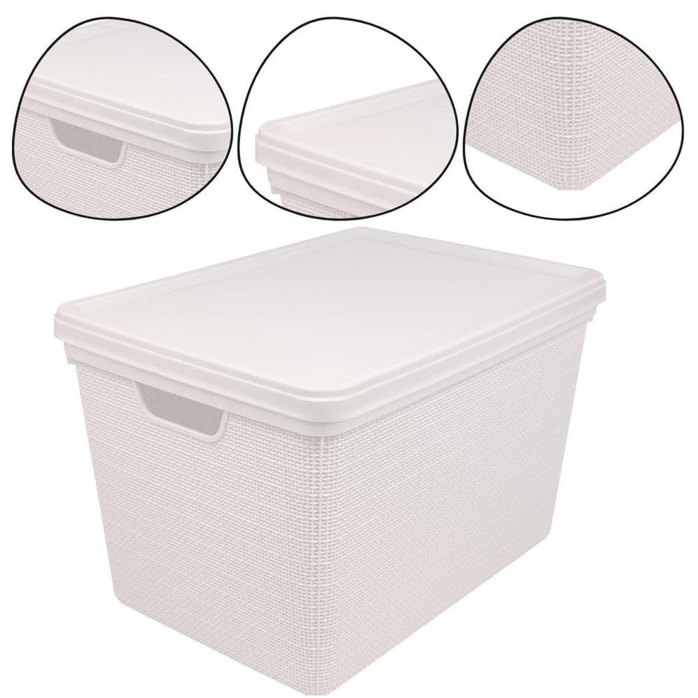 Caixa Organizadora Juta 22 Litros Com Tampa Jaguar Cor Bege