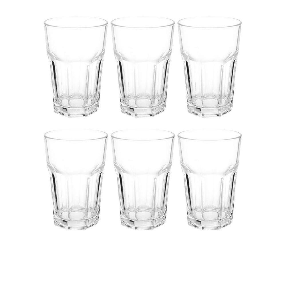 Jogo 6 Copos De Vidro Alto Grosso Refrigerante Bebida 350M