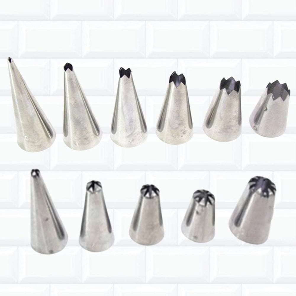 Kit Bicos Para Confeitar Inox 6 Crespo + 5 Margarida 11 Pçs