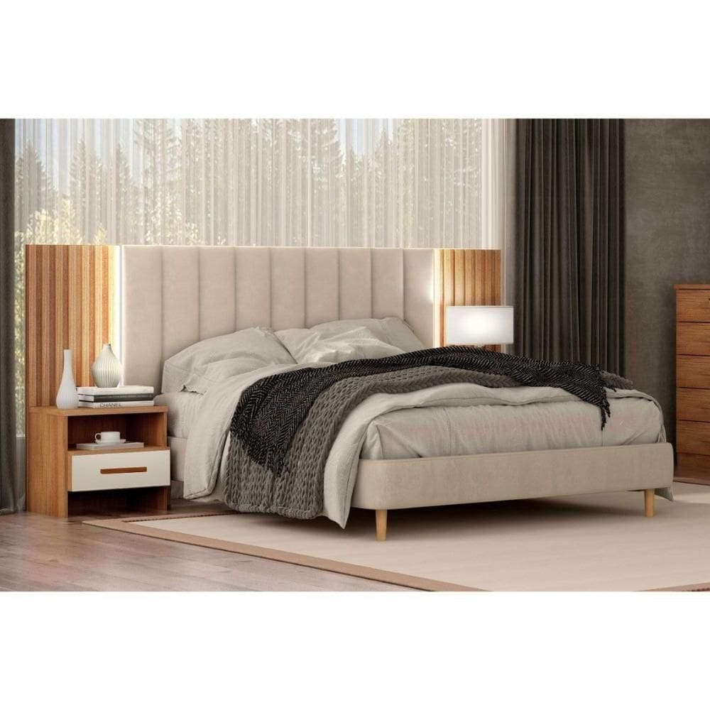 Cabeceira Cama Box Madeirado Casal Bandeira-himalaia C- 2 Mesas E 2 Gavetas Cumaru-fendi 25 - Horizonte