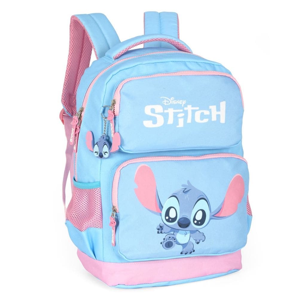 Mochila Grande Casual Bebê Stitch Reforçada Juvenil Azul