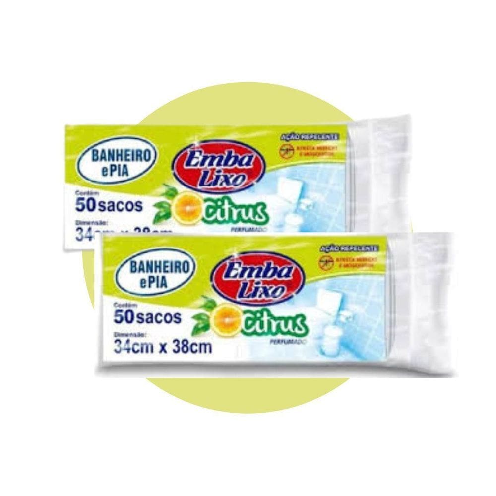 Kit 2 Embalixo Saco Lixo Pia E Banheiro Citrus 34X38