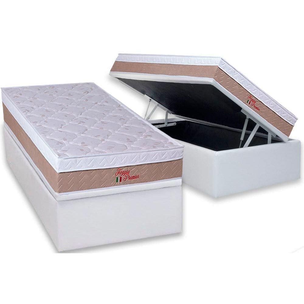 Cama Box Baú Solteiro: Colchão Anatômico Orthoflex Foggia Premier + Base Crc Courano White (88x188)