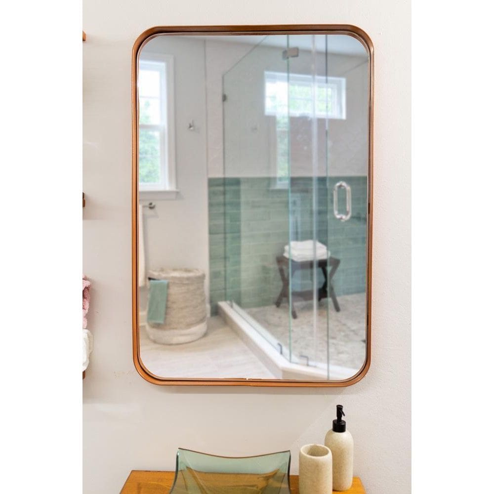 Espelho Luxo Retangular Retrô 90X60Cm Hall Moldura Rose Gold