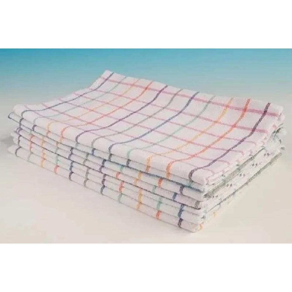 10X Kit 5 Panos De Prato Copa Xadrez 100% Algodão Cor Bra