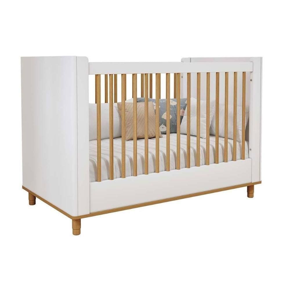 Berço Infantil Cupcake 2 Em 1 Branco-nature - Permóbili Baby