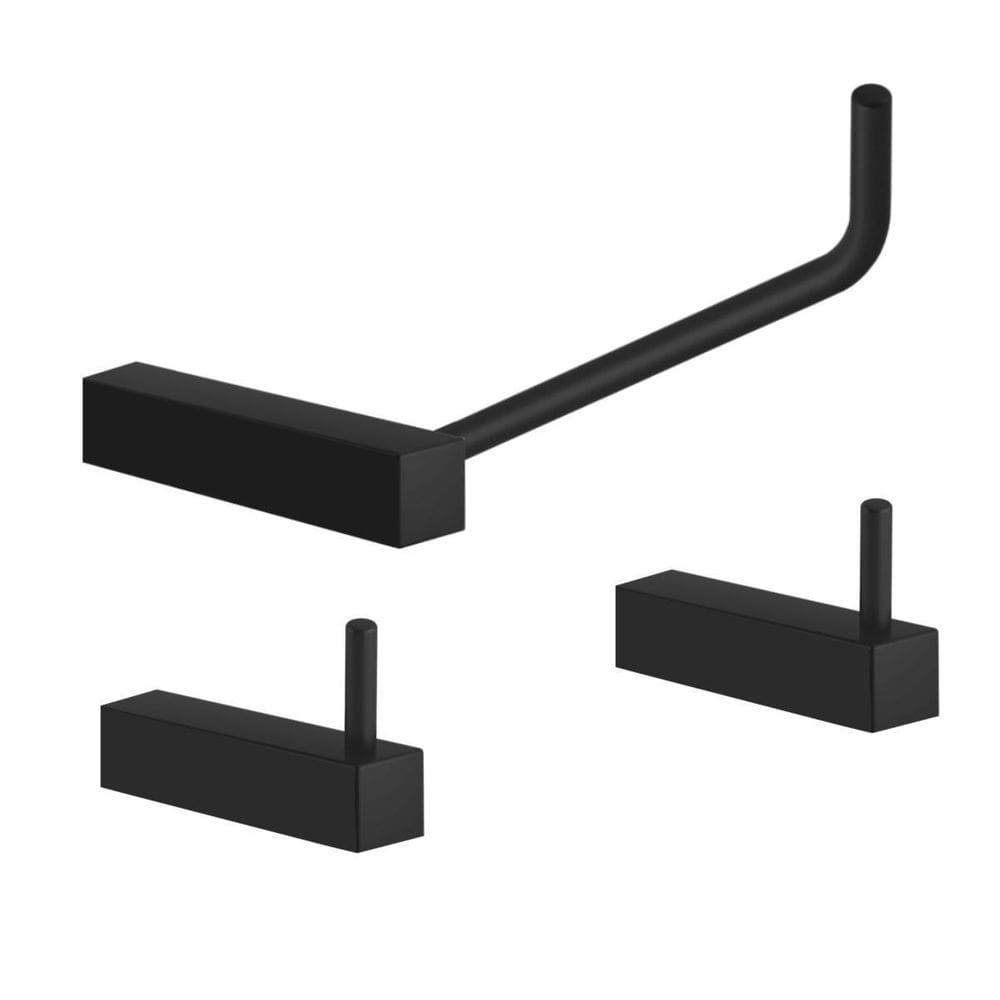 Kit Acessórios Para Banheiro Preto Fosco 3 Peças 2010Tr