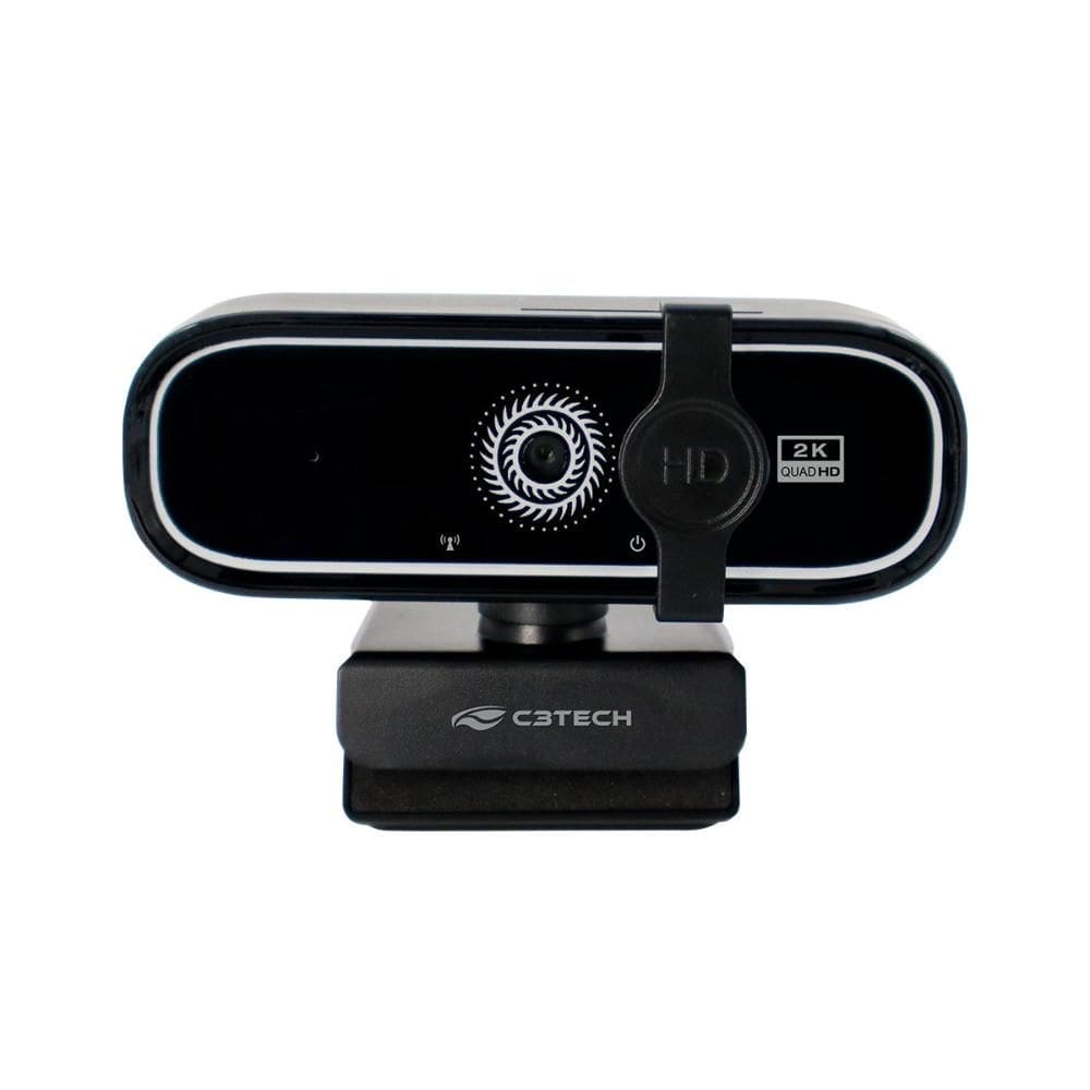 Webcam C3Tech WB-200BK 2K QHD - Foco Automático - 30 FPS - Tampa de Privacidade - Redução de Ruído