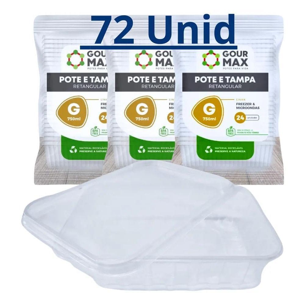 2X Pote Descartável 750Ml Freezer Microondas Marmita - 72 Un