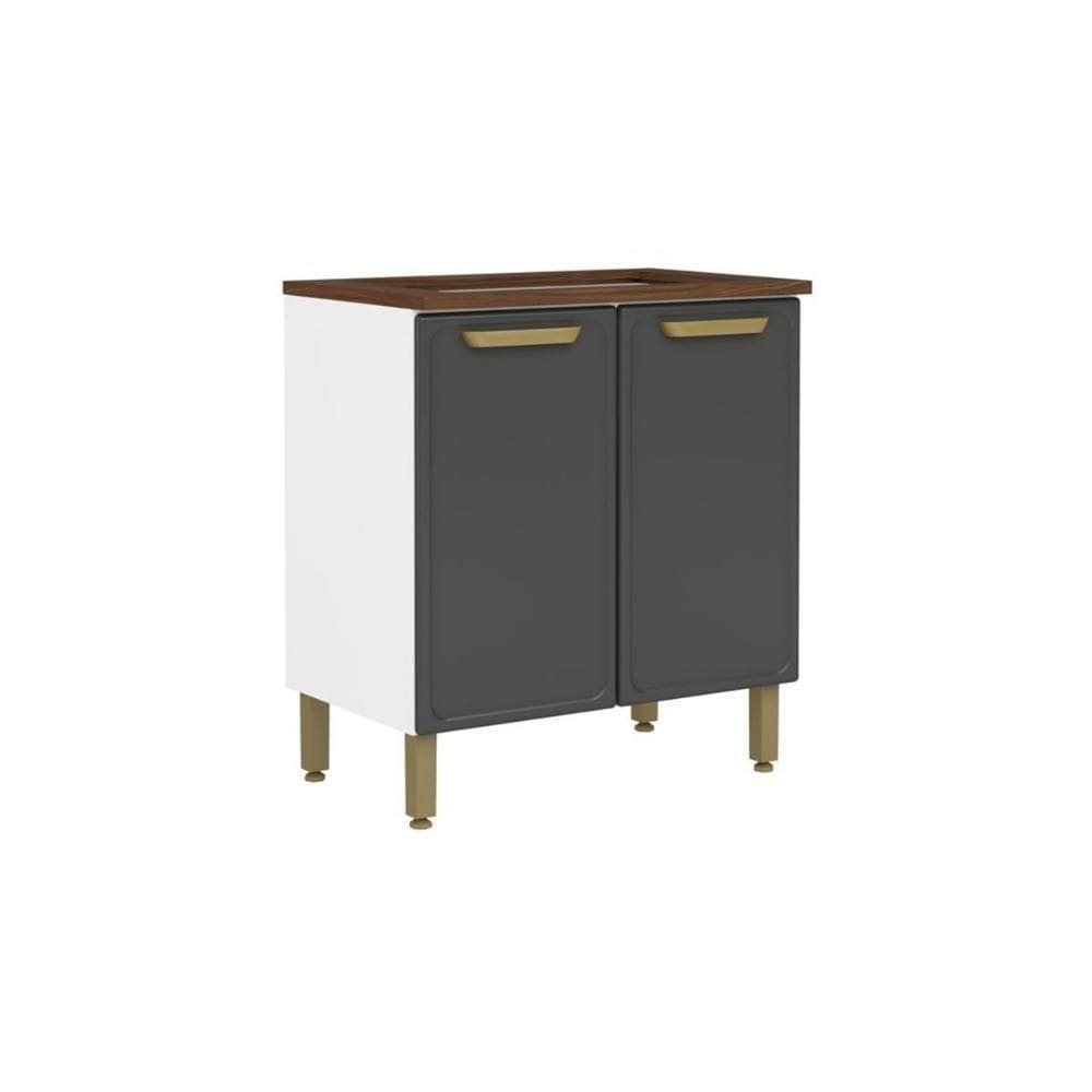 Balcão De Cozinha P- Cooktop C- Tampo Bella C- 2 Portas 80cm Grafite - Bertolini