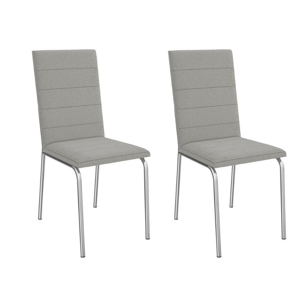 Cadeira Sala De Jantar Amsterdã 2c091 Aço Kit 2 Un Cromado-boucle Cinza - Kappesberg