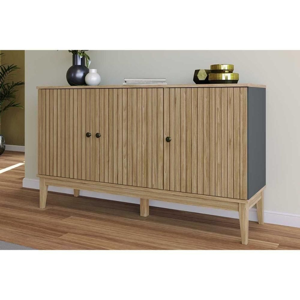 Aparador De Sala Jantar Mb 1061 C- 3 Portas -petroleo - Movelbento