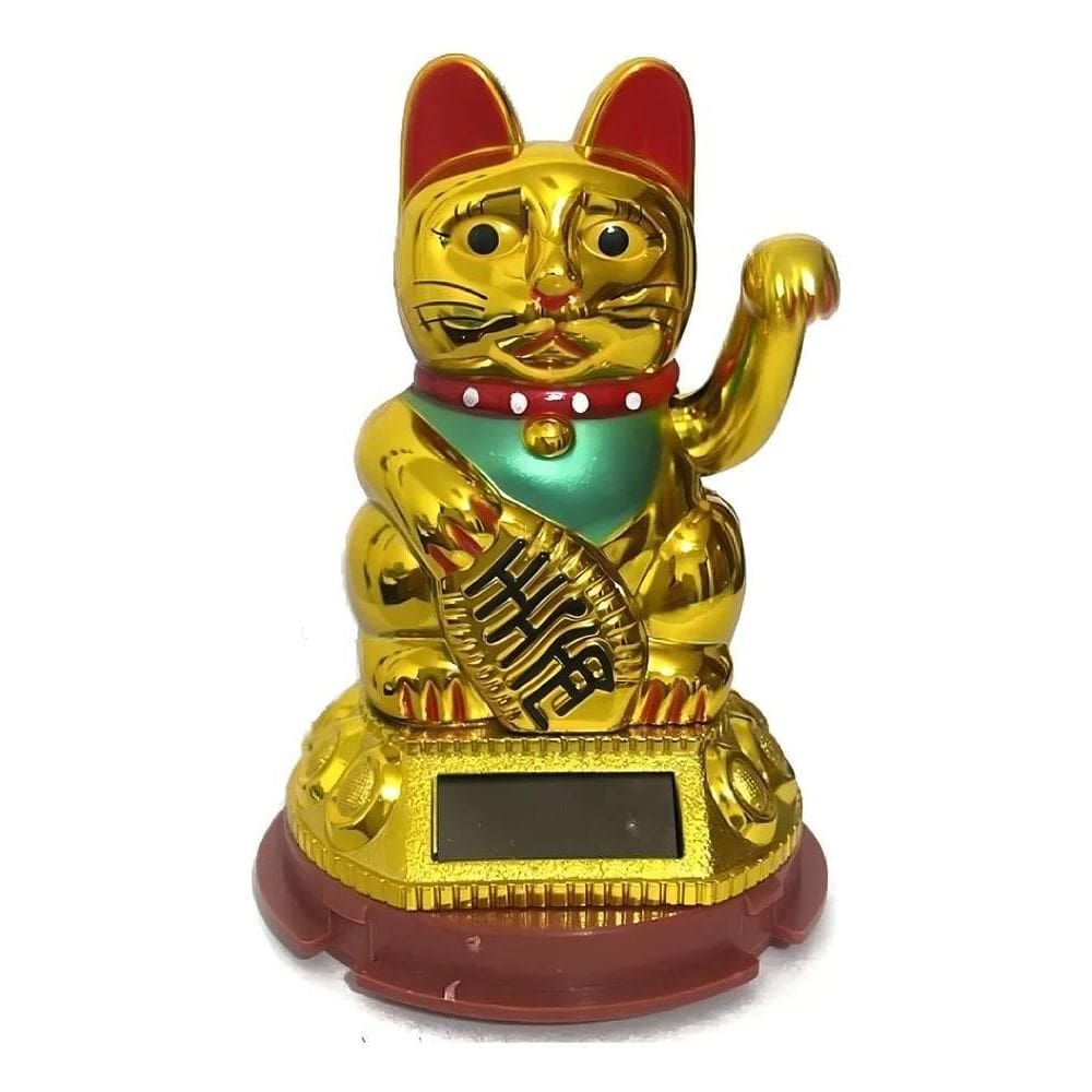 2X Maneki Neko O Gato Da Sorte Japonês Movido Energia Solar