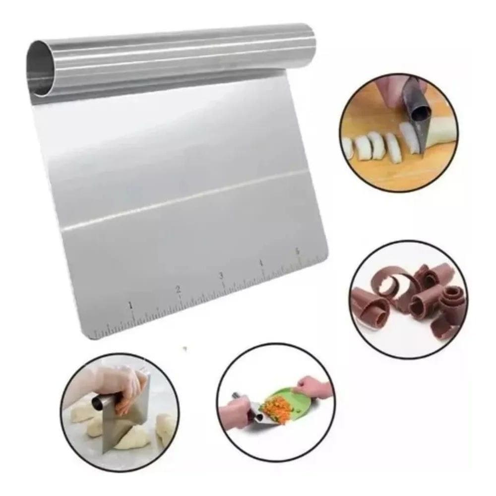 3X Espátula Cortador Raspador Inox De Massas Legumes Com Rég