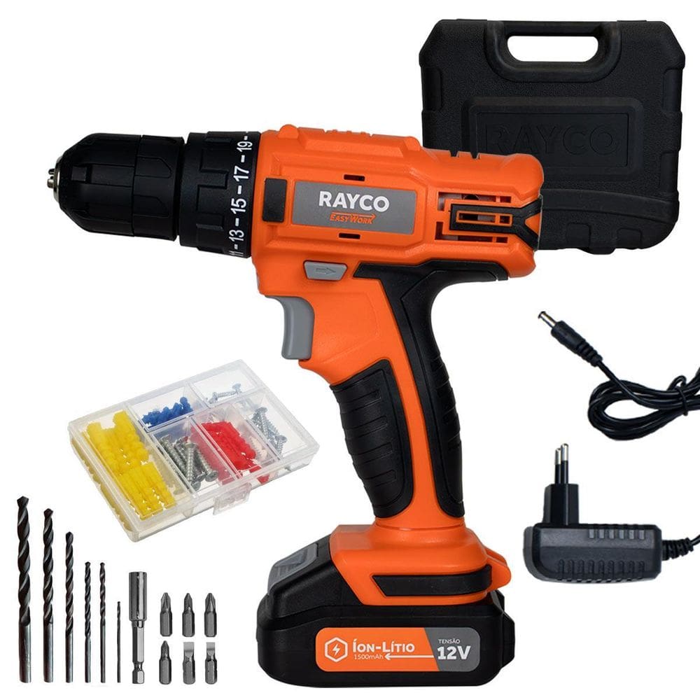 Parafusadeira Furadeira Bateria 12V Kit Maleta E 73 Peças