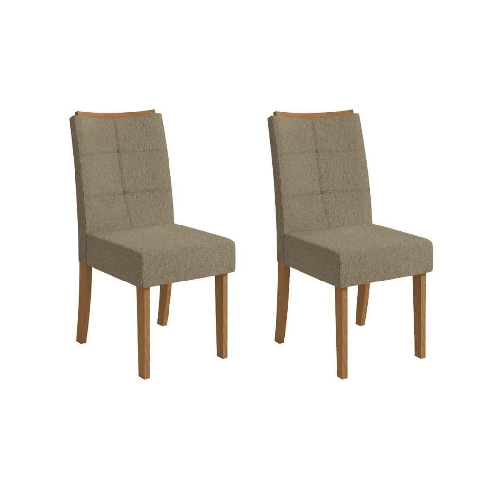Cadeira Sala De Jantar Elva 2cad162 Madeirado Kit 2 Un Canela-boucle Bege Fendi - Kappesberg