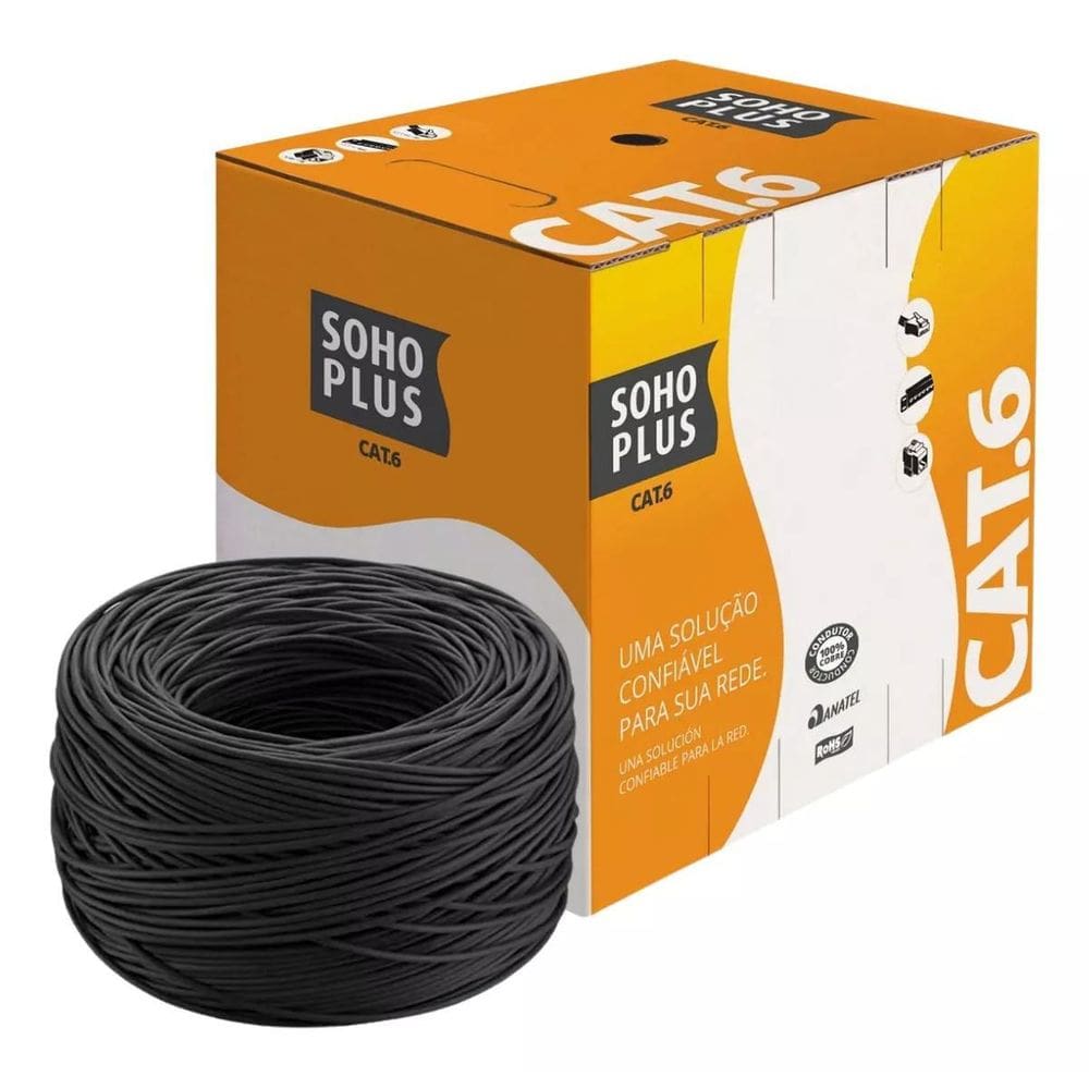 Cabo De Rede Cat6 Sohoplus Furukawa Preto C/305Mts