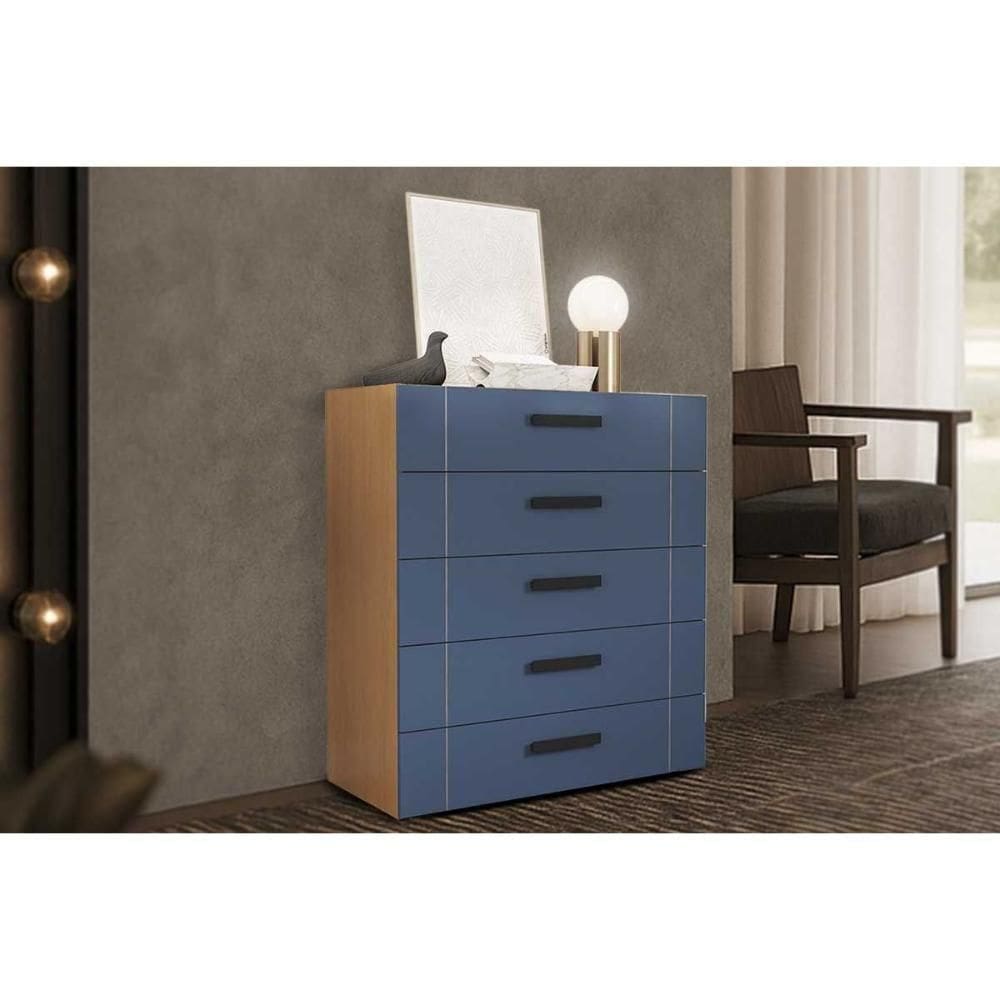 Cômoda Juvenil Lisboa C- 5 Gavetas Freijo-azul - Politorno
