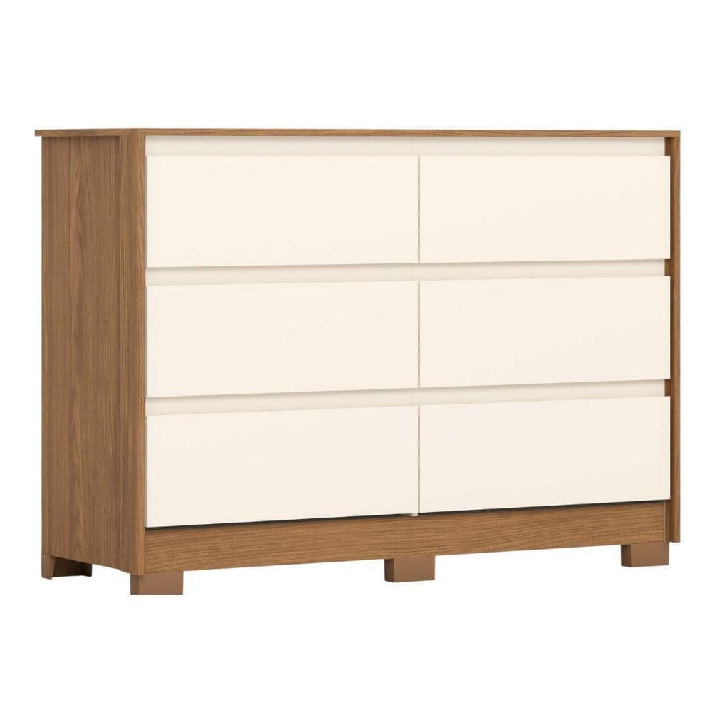 Cômoda 6 Gavetas Palma Madeirado/off White Madeirado/off White