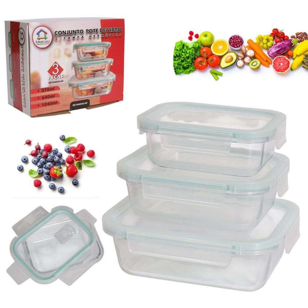 Pote De Vidro Hermético Válvula De Ar Quadrado Empilhável