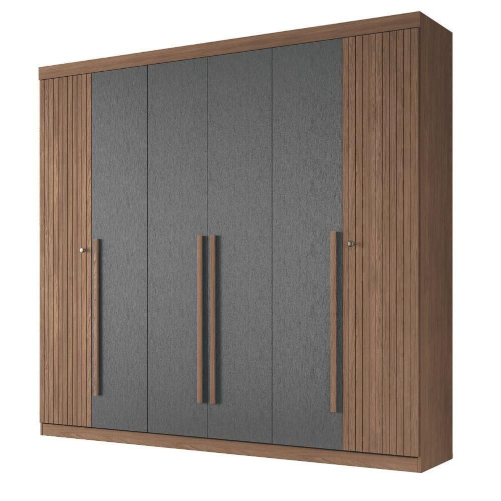 Guarda Roupas Casal Detalhes Frisados Com 6 Portas 4 Gavetas Buriti Andirá Madeirado/grafite