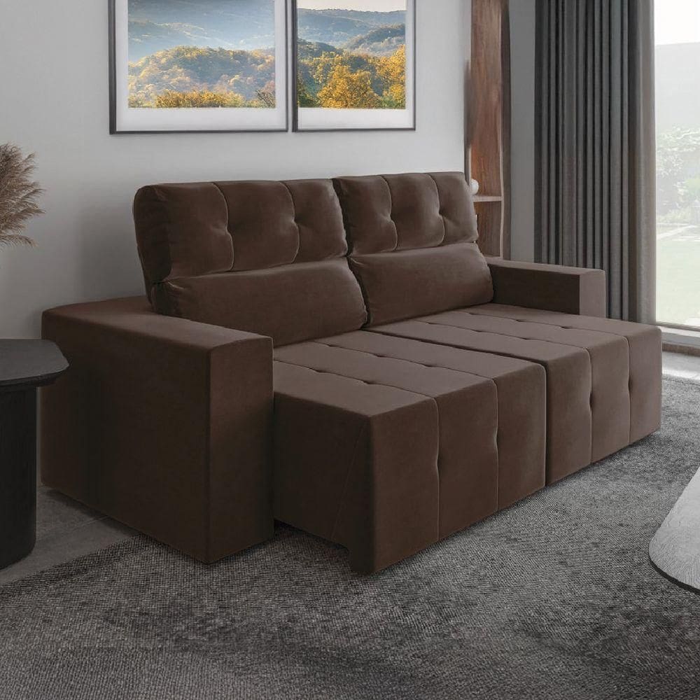 Sofá Retrátil E Reclinável 2m 3 Lugares Fênix Veludo Mamflex